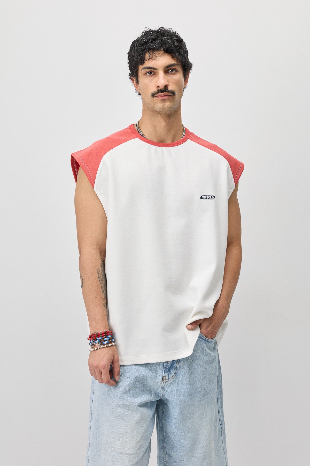 Oversized Sleeveless T-Shirt with Back Print