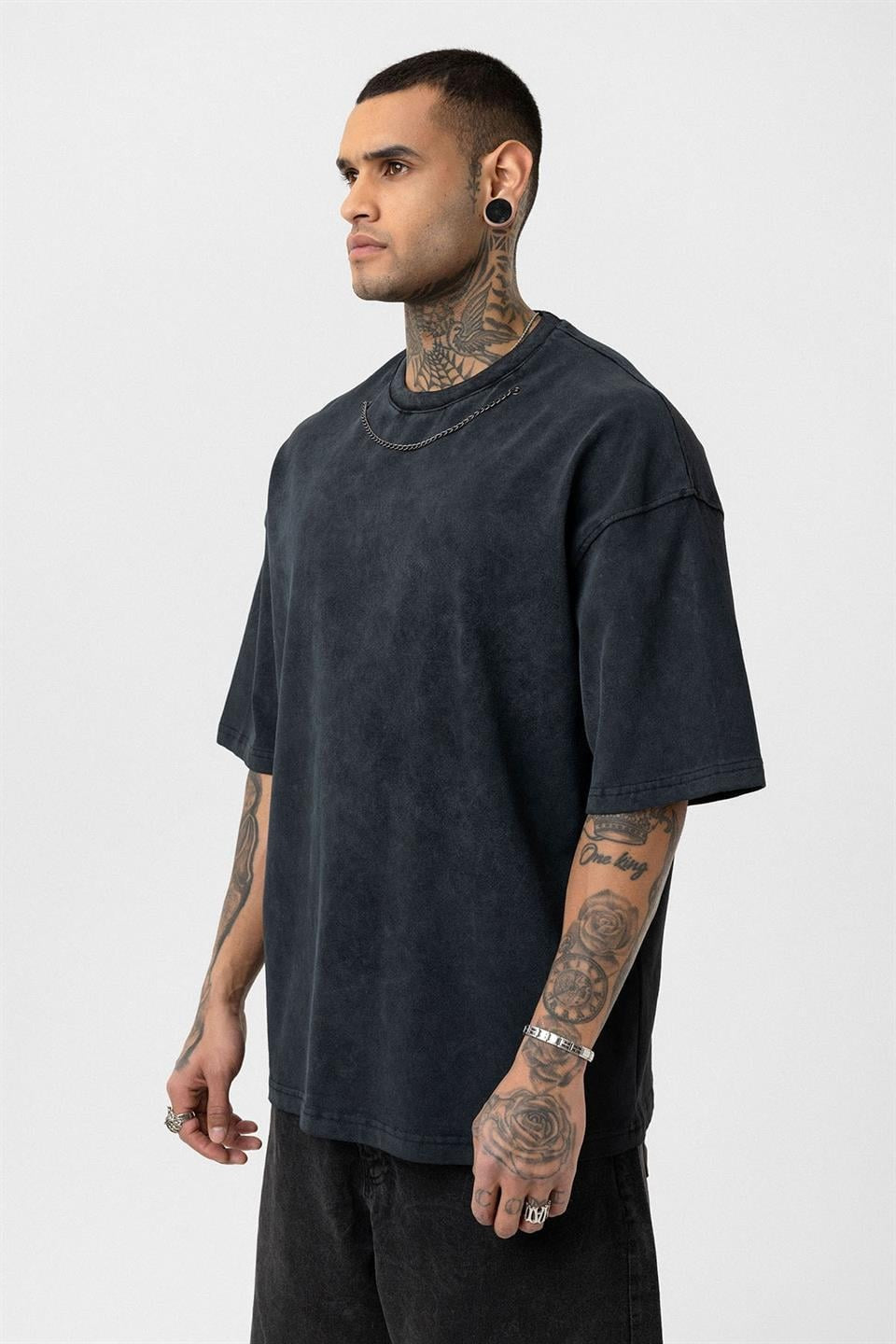 Oversized T-Shirt with Washed Chain Detail