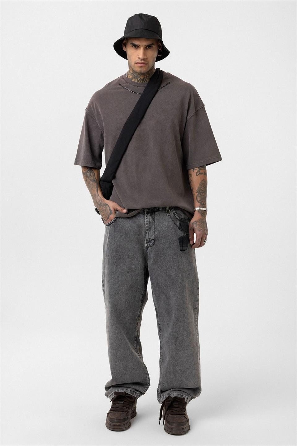 Oversized T-Shirt with Washed Chain Detail