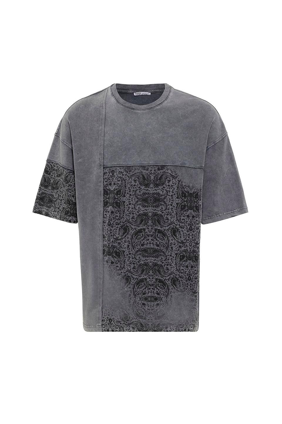 Oversized T-Shirt with Bike Neckline and Washable Collar