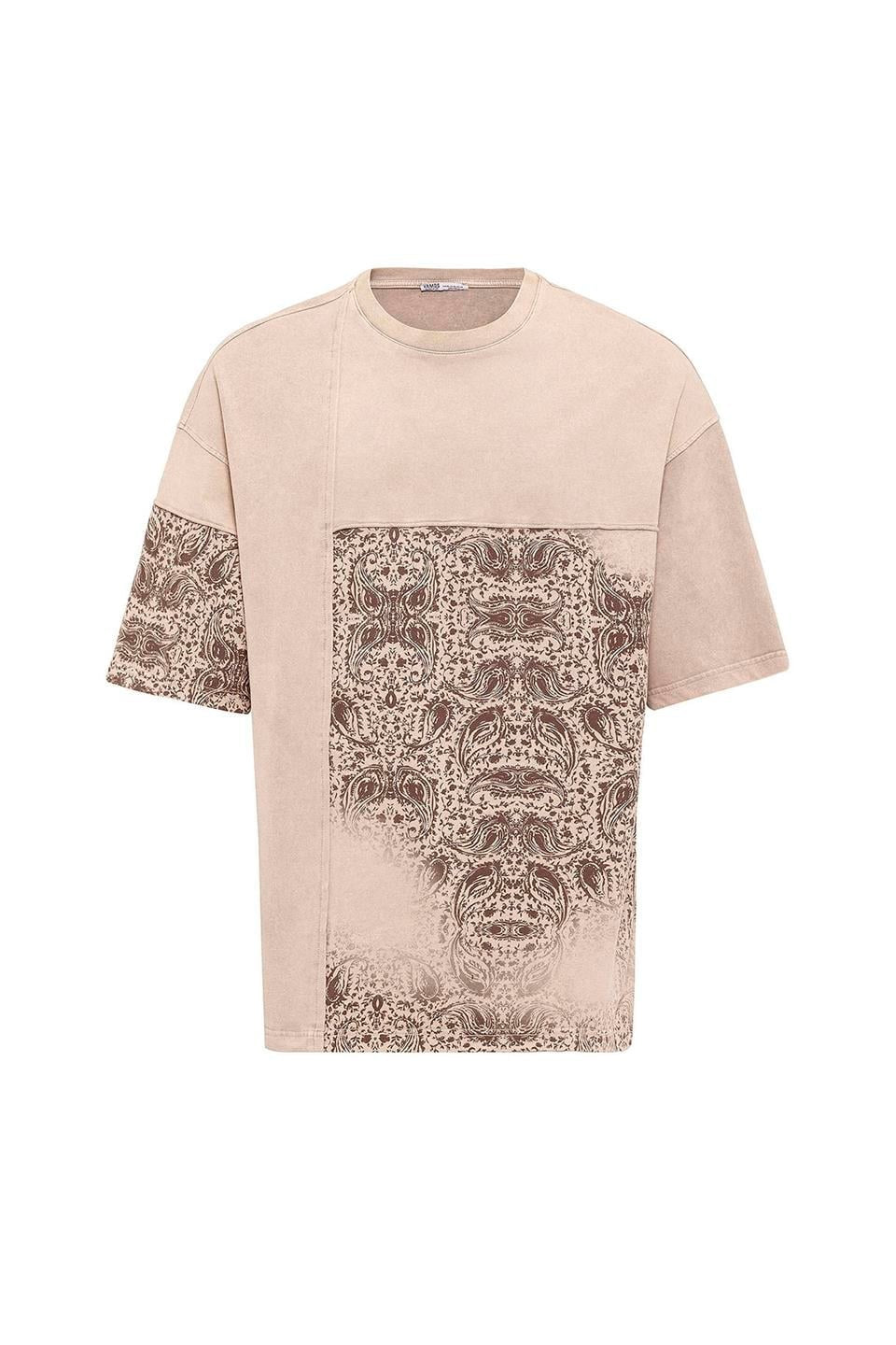 Oversized T-Shirt with Bike Neckline and Washable Collar