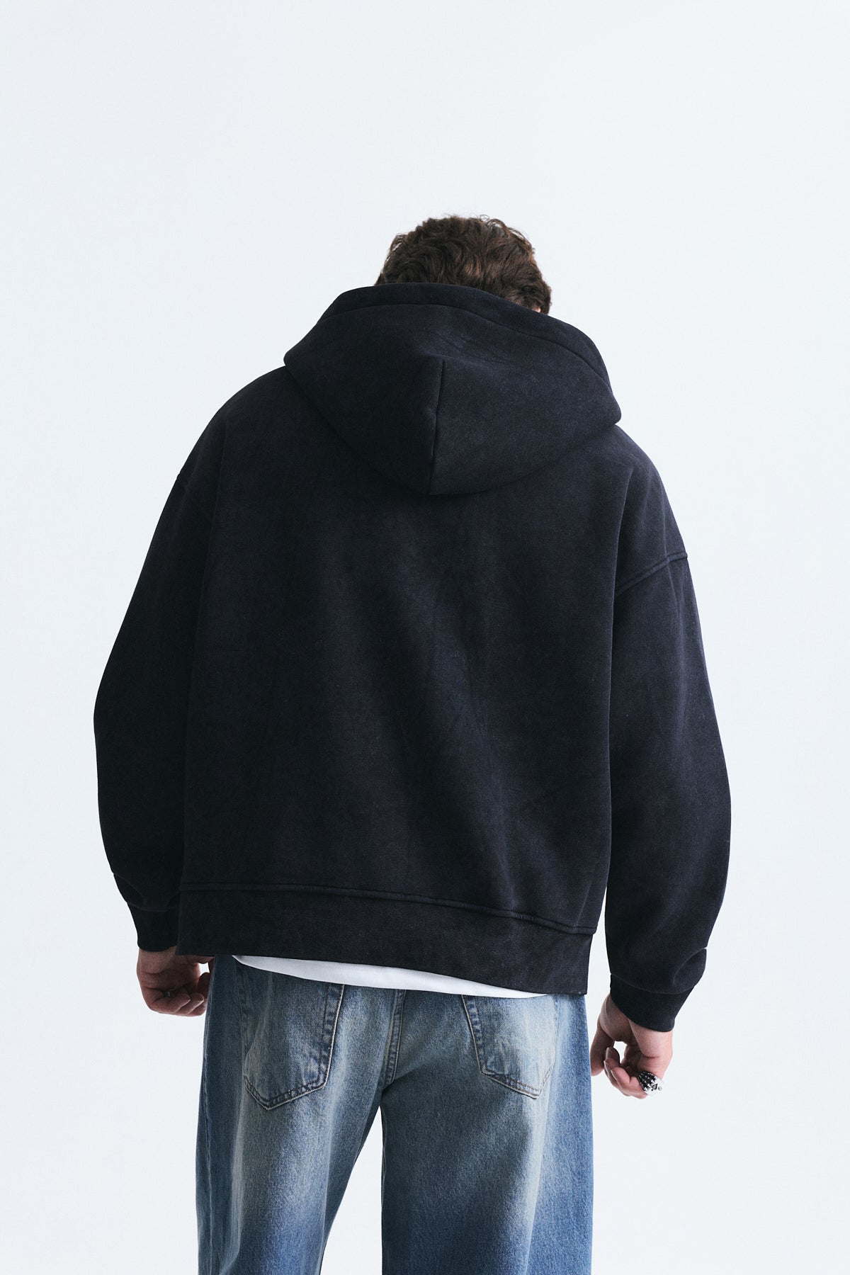 Boxy Fit Metal Clip-Front Sweatshirt
