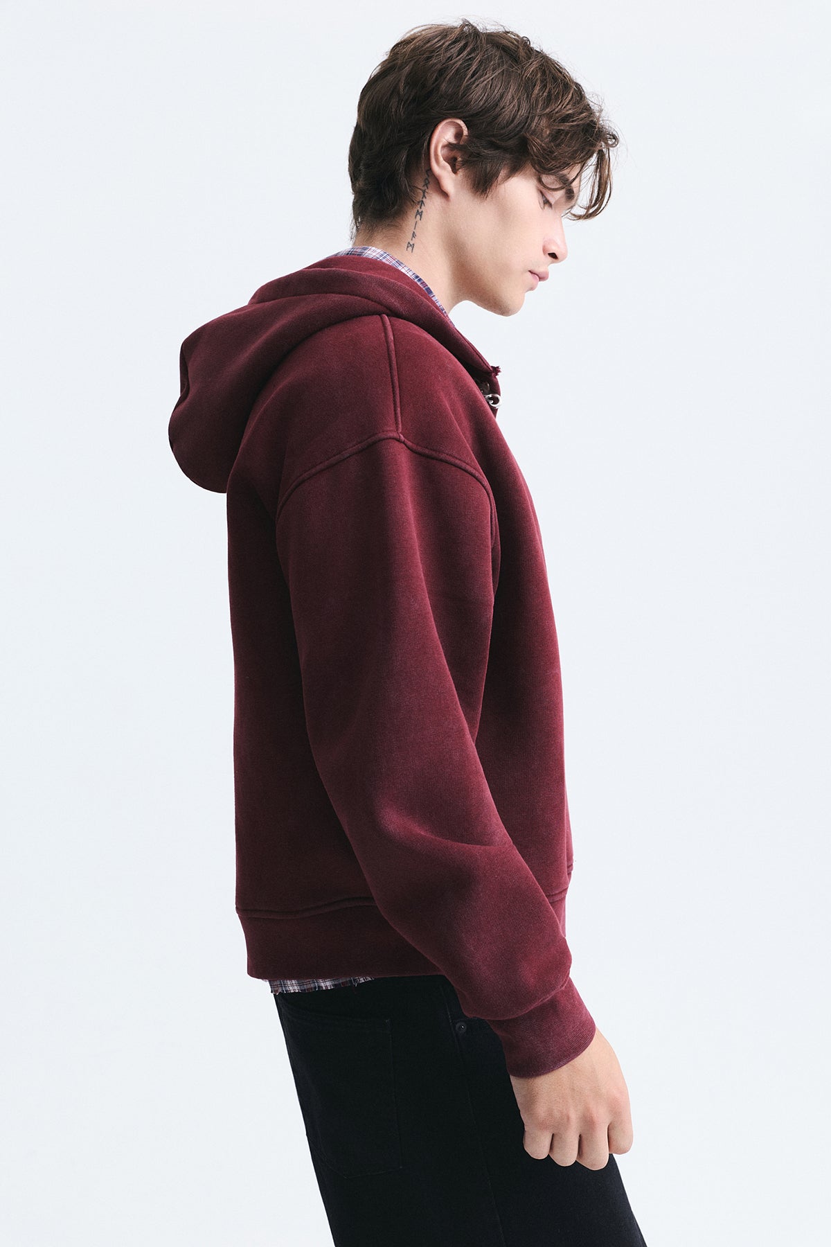 Boxy Fit Metal Clip-Front Sweatshirt