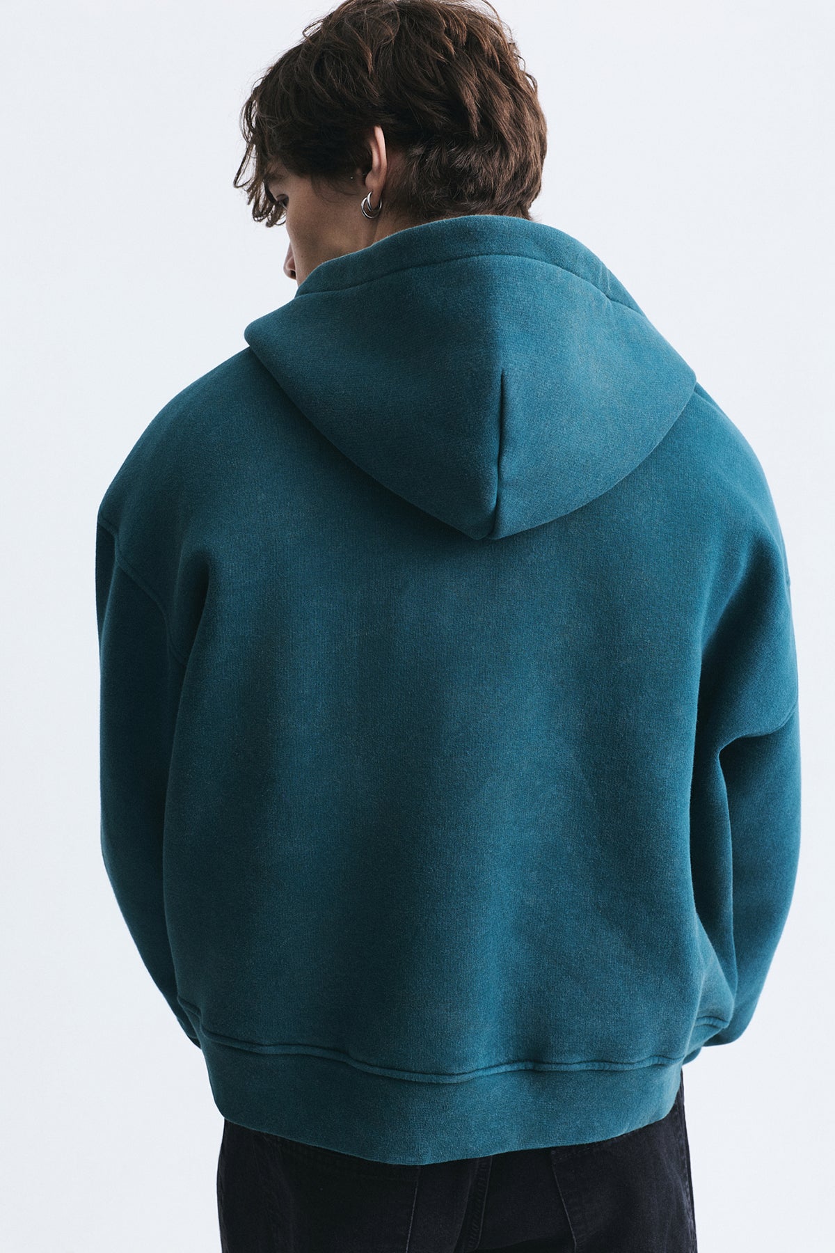 Boxy Fit Metal Clip-Front Sweatshirt