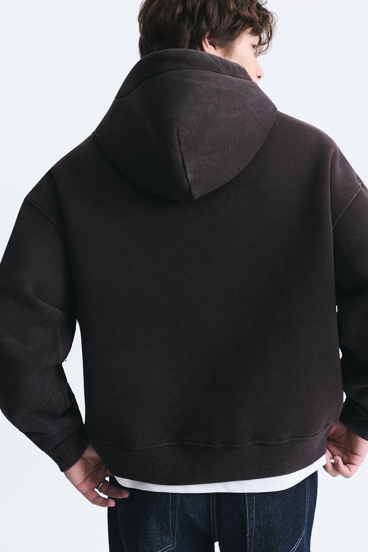 Boxy Fit Metal Clip-Front Sweatshirt