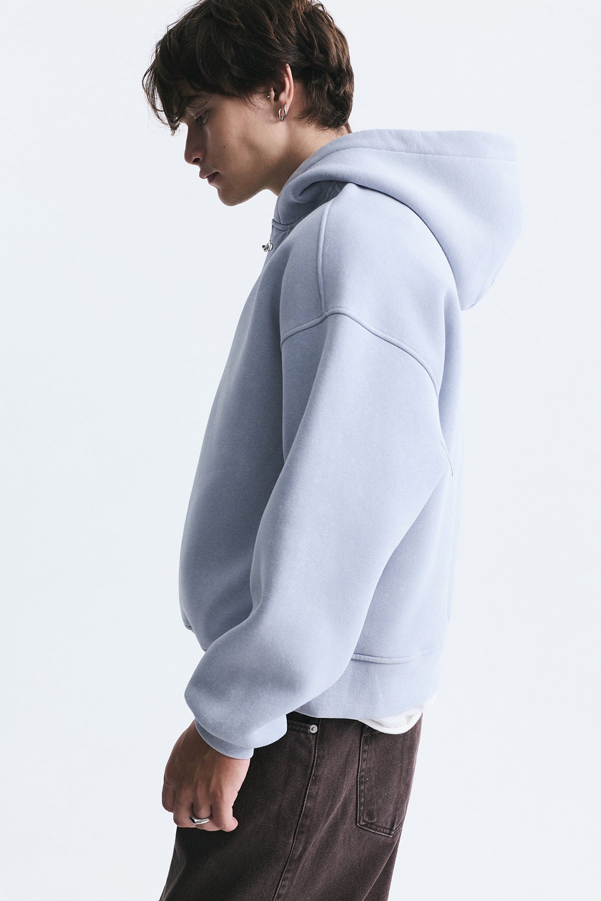 Boxy Fit Metal Clip-Front Sweatshirt