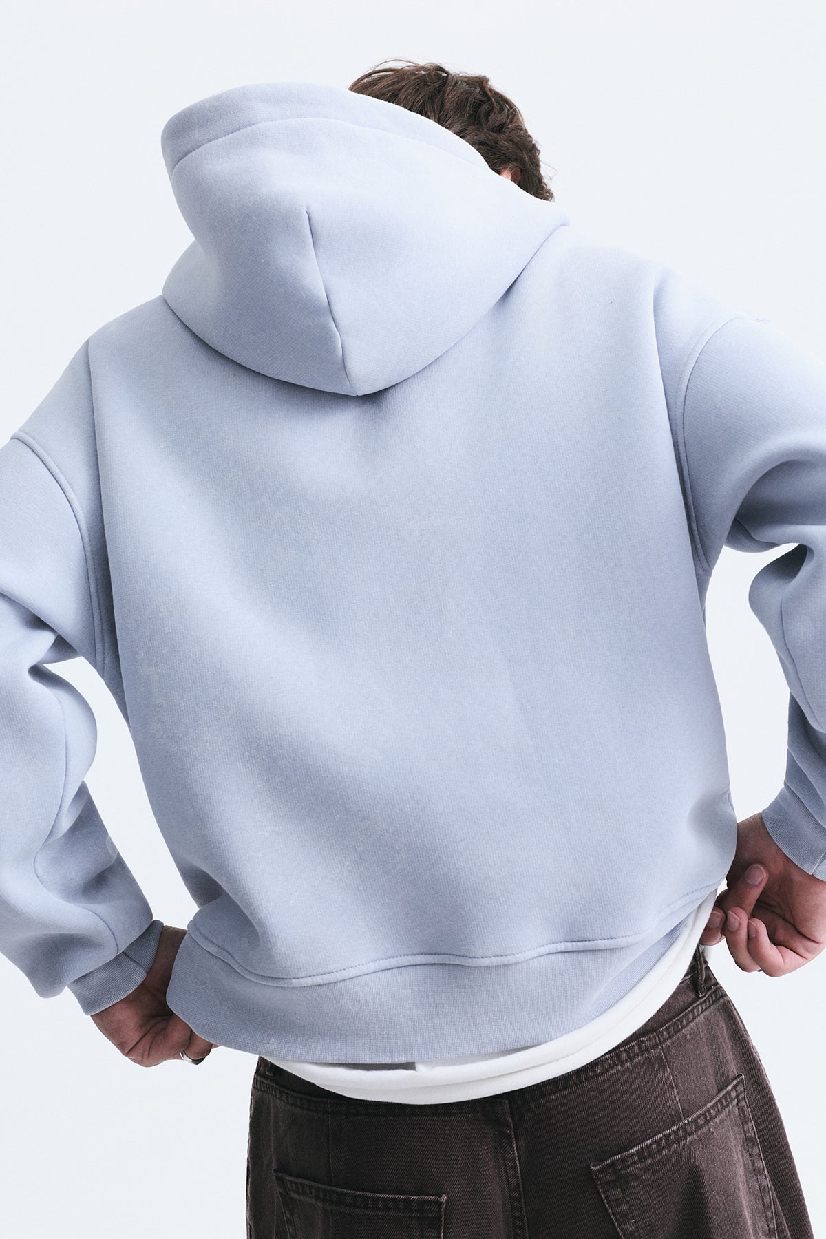 Boxy Fit Metal Clip-Front Sweatshirt