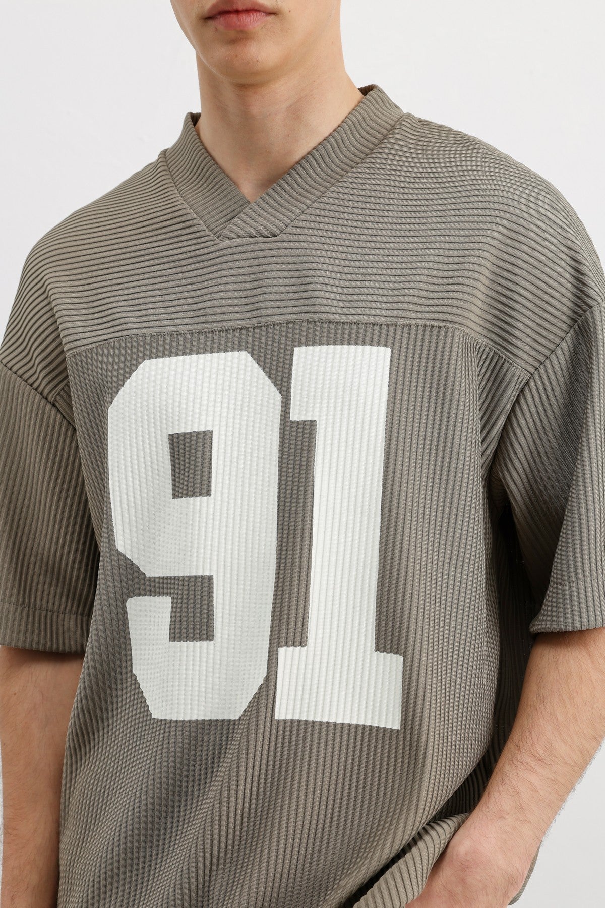 Printed Oversized T-Shirt with Ribbed Hem