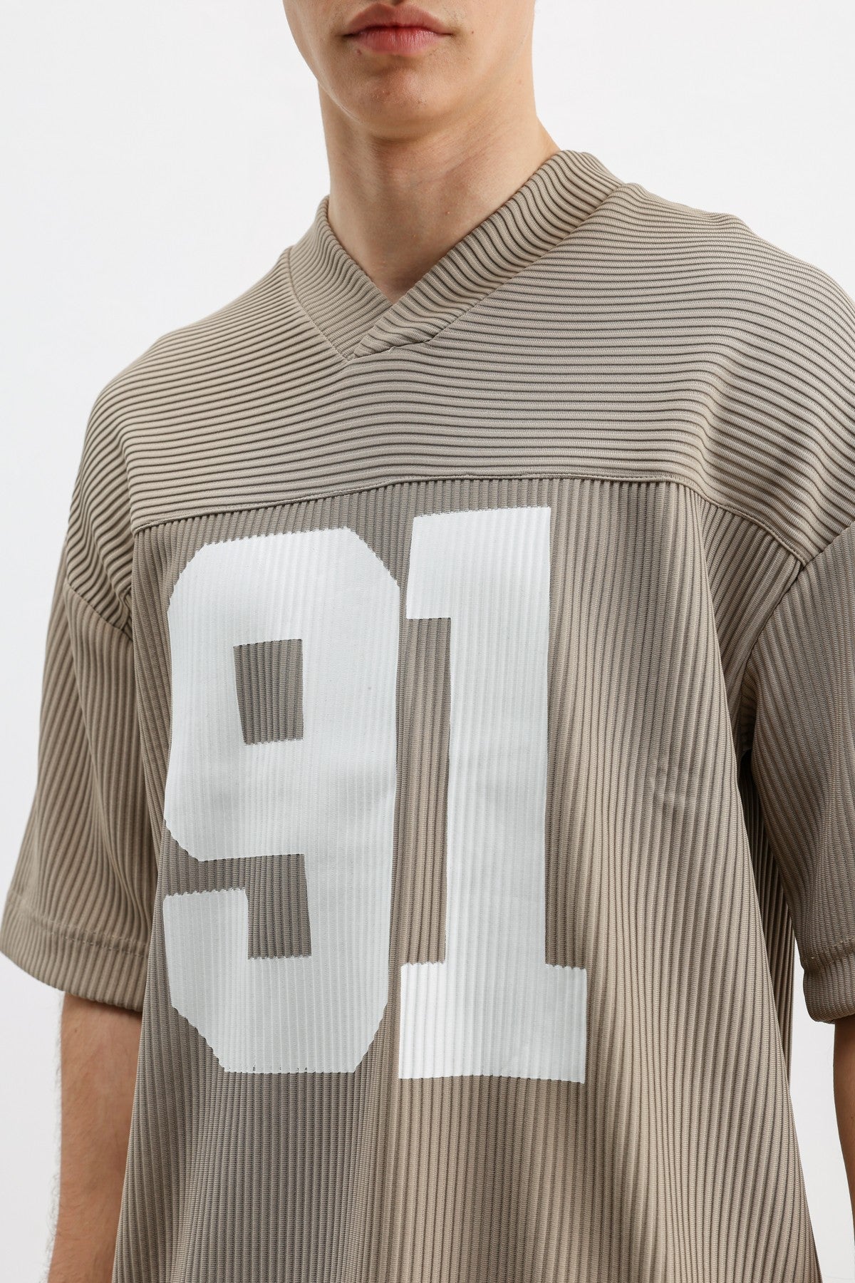 Printed Oversized T-Shirt with Ribbed Hem