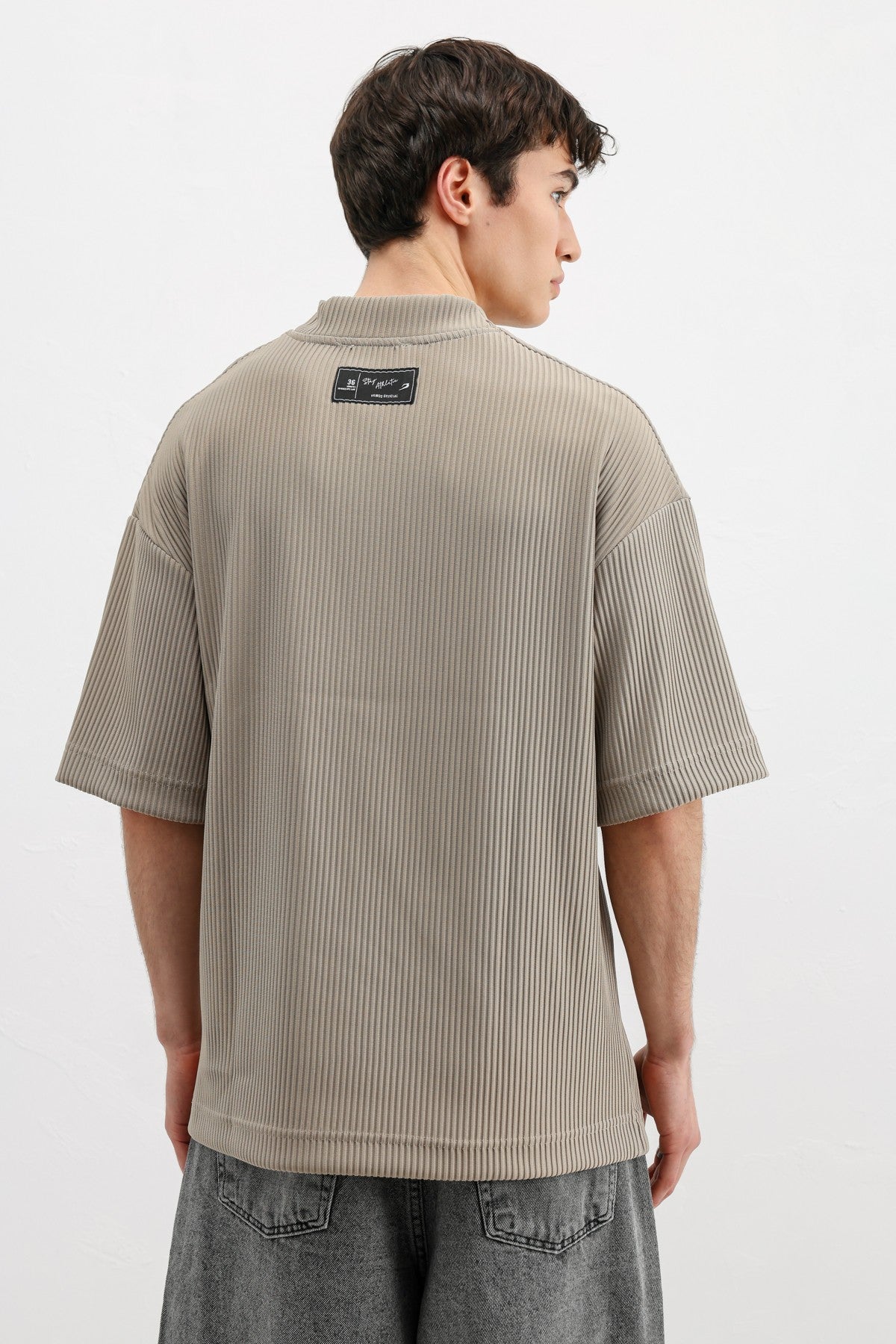 Printed Oversized T-Shirt with Ribbed Hem