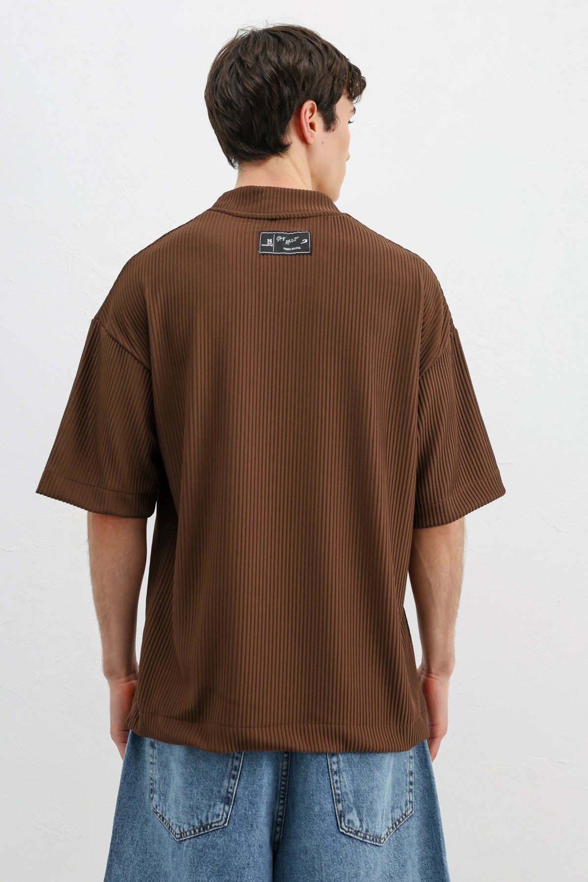 Printed Oversized T-Shirt with Ribbed Hem