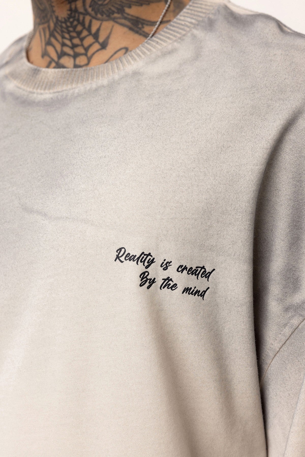 Oversized T-Shirt with Washed-Out Print and Detailed Design