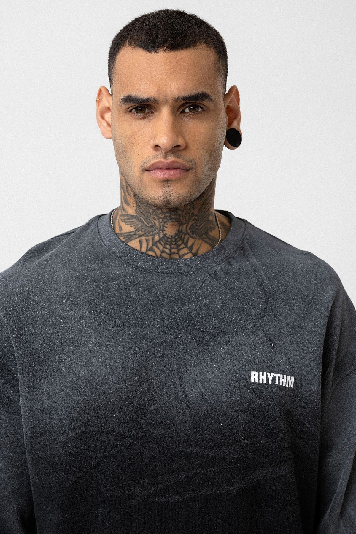 Oversized T-Shirt with Back Print and Washed Finish V70-33