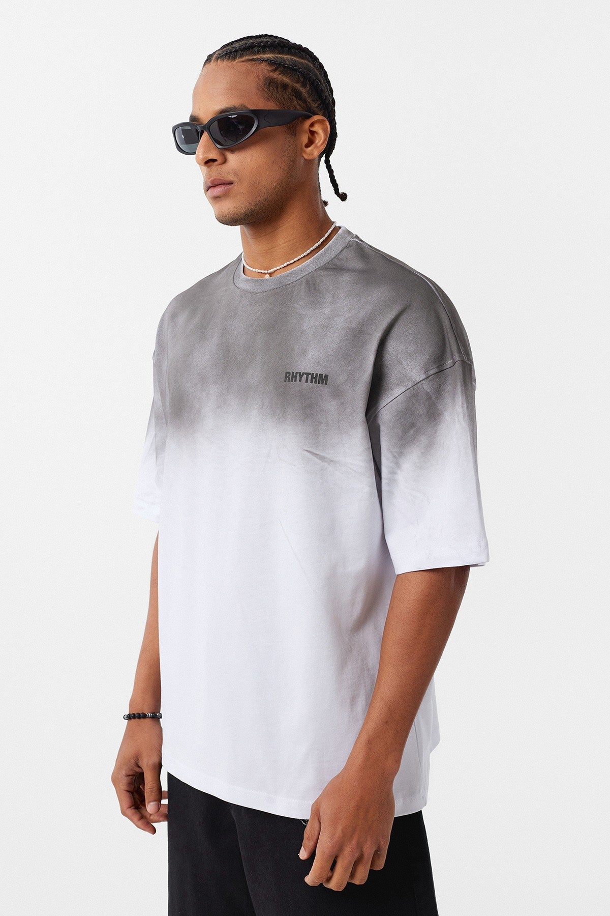 Oversized T-Shirt with Back Print and Washed Finish V70-33