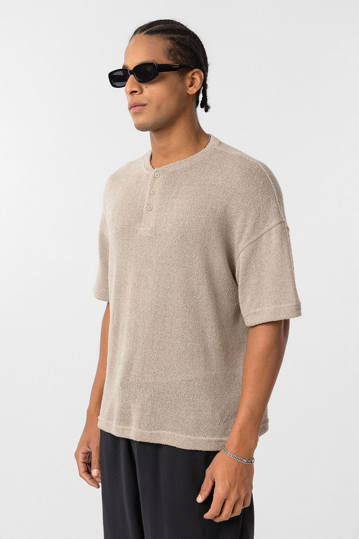 Basic Oversized Button-Down T-Shirt
