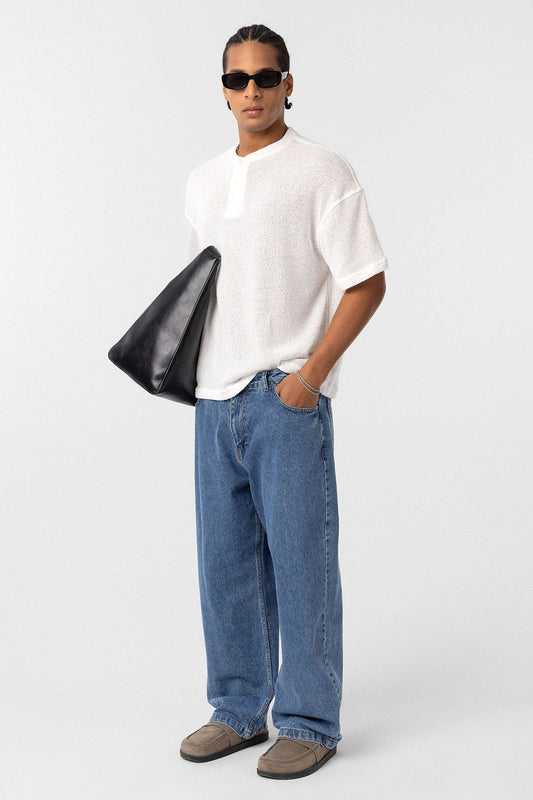 Basic Oversized Button-Down T-Shirt