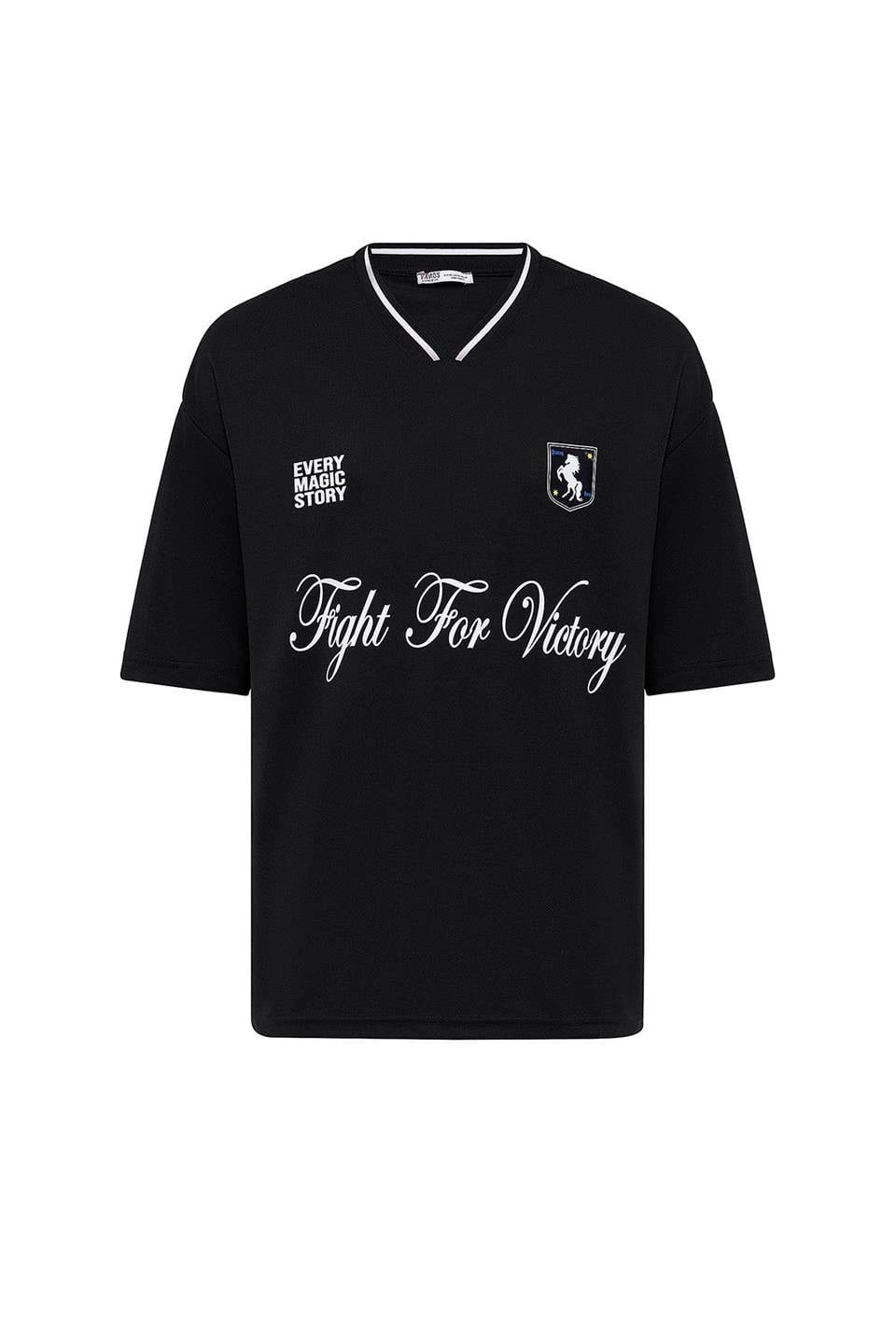 Oversized Printed Jersey T-Shirt, Black