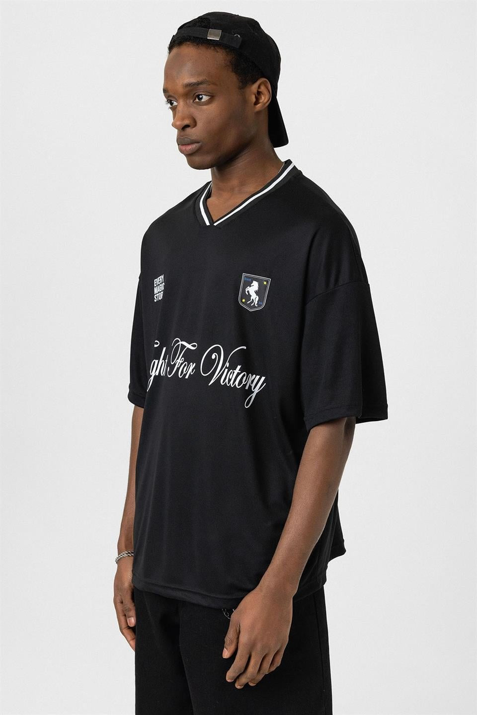 Oversized Printed Jersey T-Shirt, Black