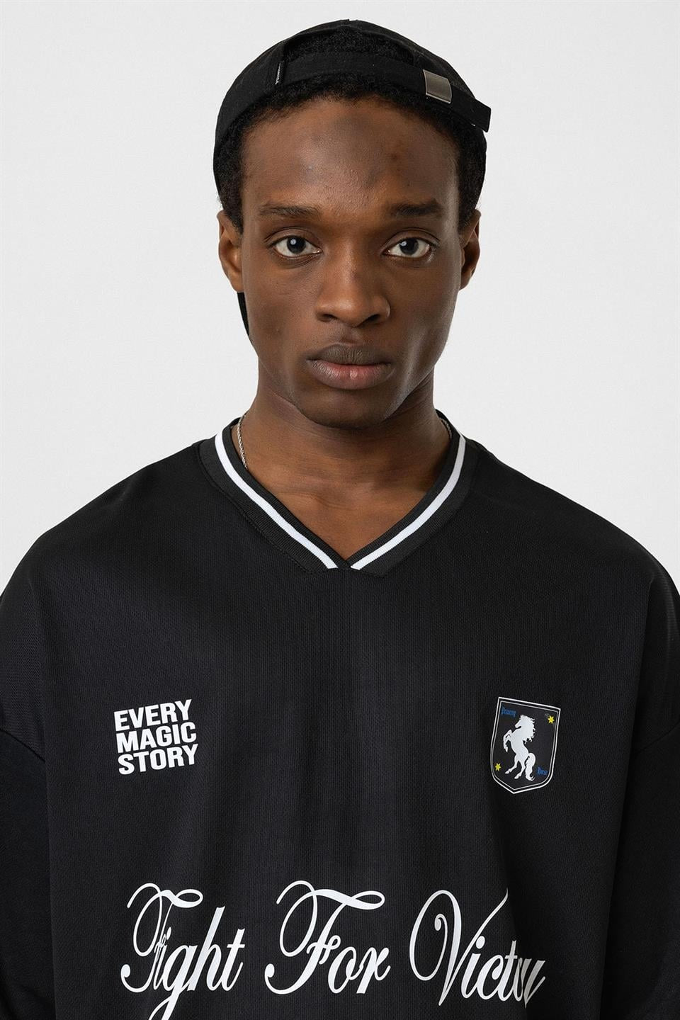 Oversized Printed Jersey T-Shirt, Black