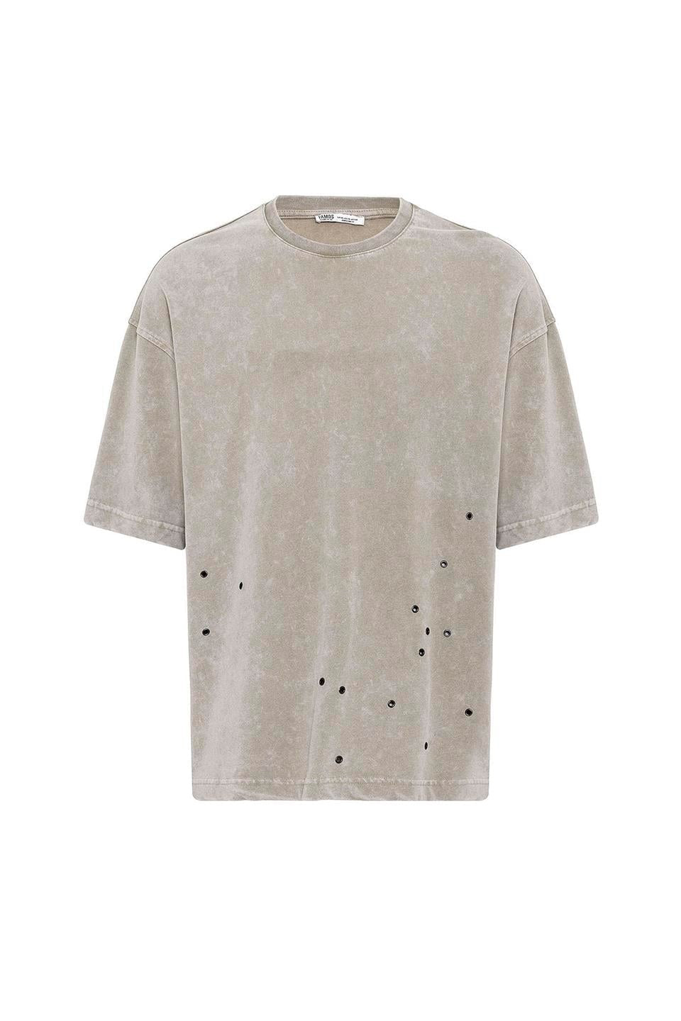 Oversized T-Shirt with Metal Accents and a Washed Look