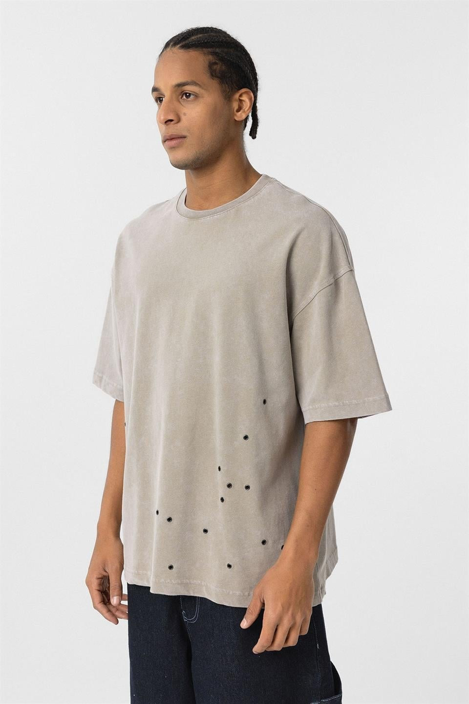 Oversized T-Shirt with Metal Accents and a Washed Look