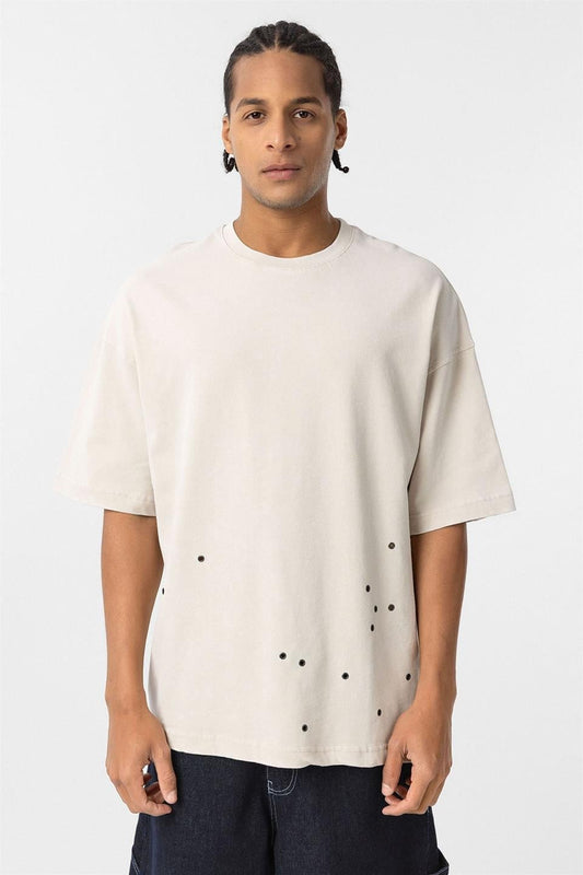Oversized T-Shirt with Metal Accents and a Washed Look