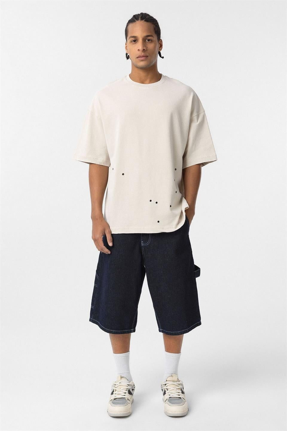 Oversized T-Shirt with Metal Accents and a Washed Look