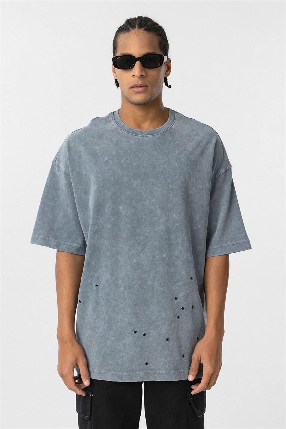 Oversized T-Shirt with Metal Accents and a Washed Look