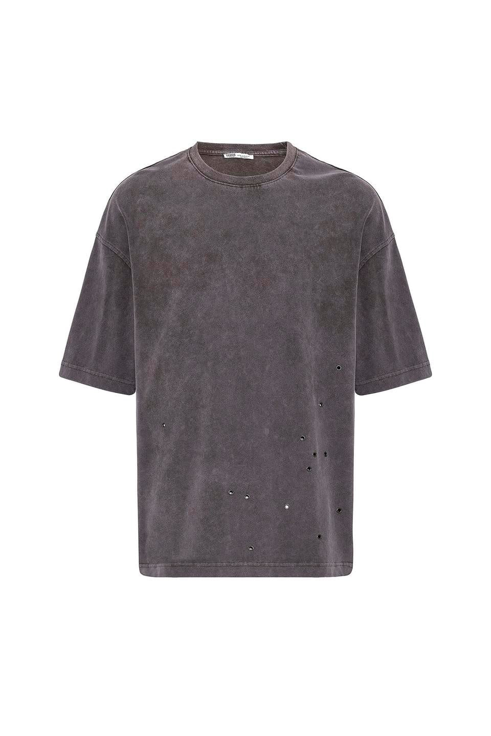 Oversized T-Shirt with Metal Accents and a Washed Look