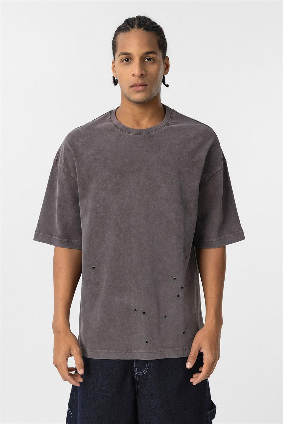 Oversized T-Shirt with Metal Accents and a Washed Look