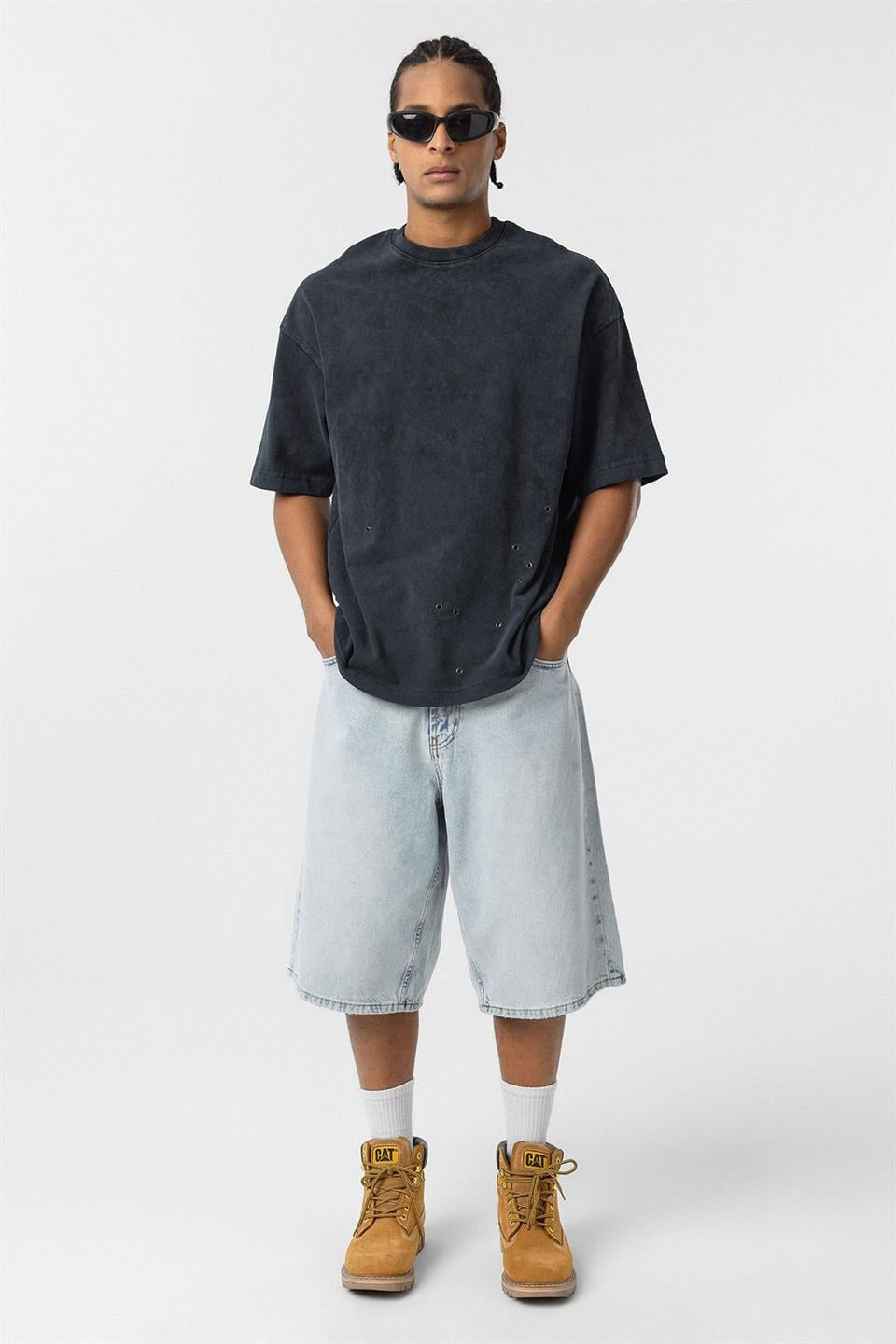 Oversized T-Shirt with Metal Accents and a Washed Look