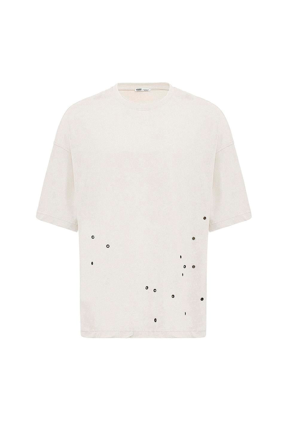 Oversized T-Shirt with Metal Accents and a Washed Look