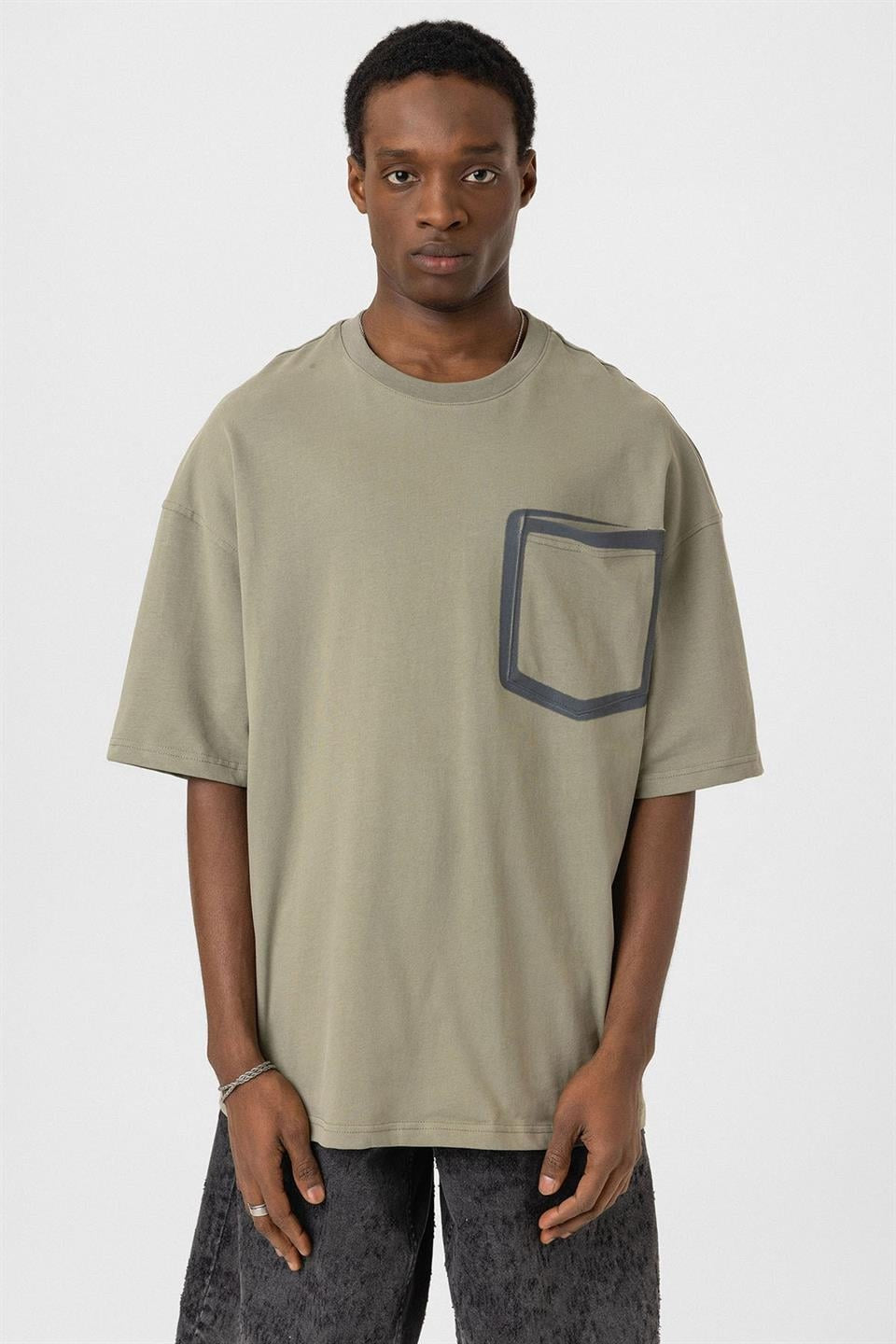 Oversized T-Shirt with Bike-Neck Pocket