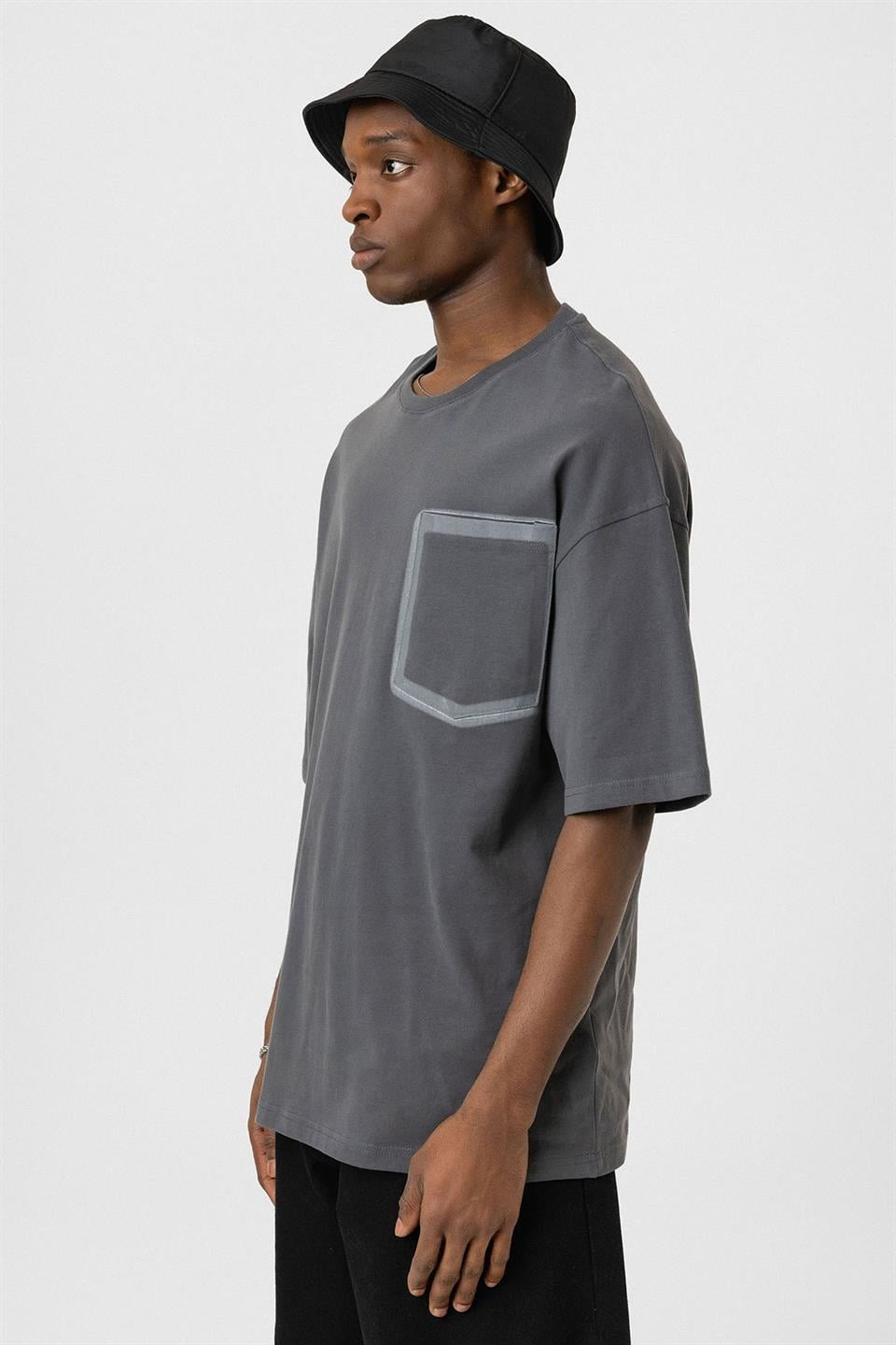 Oversized T-Shirt with Bike-Neck Pocket