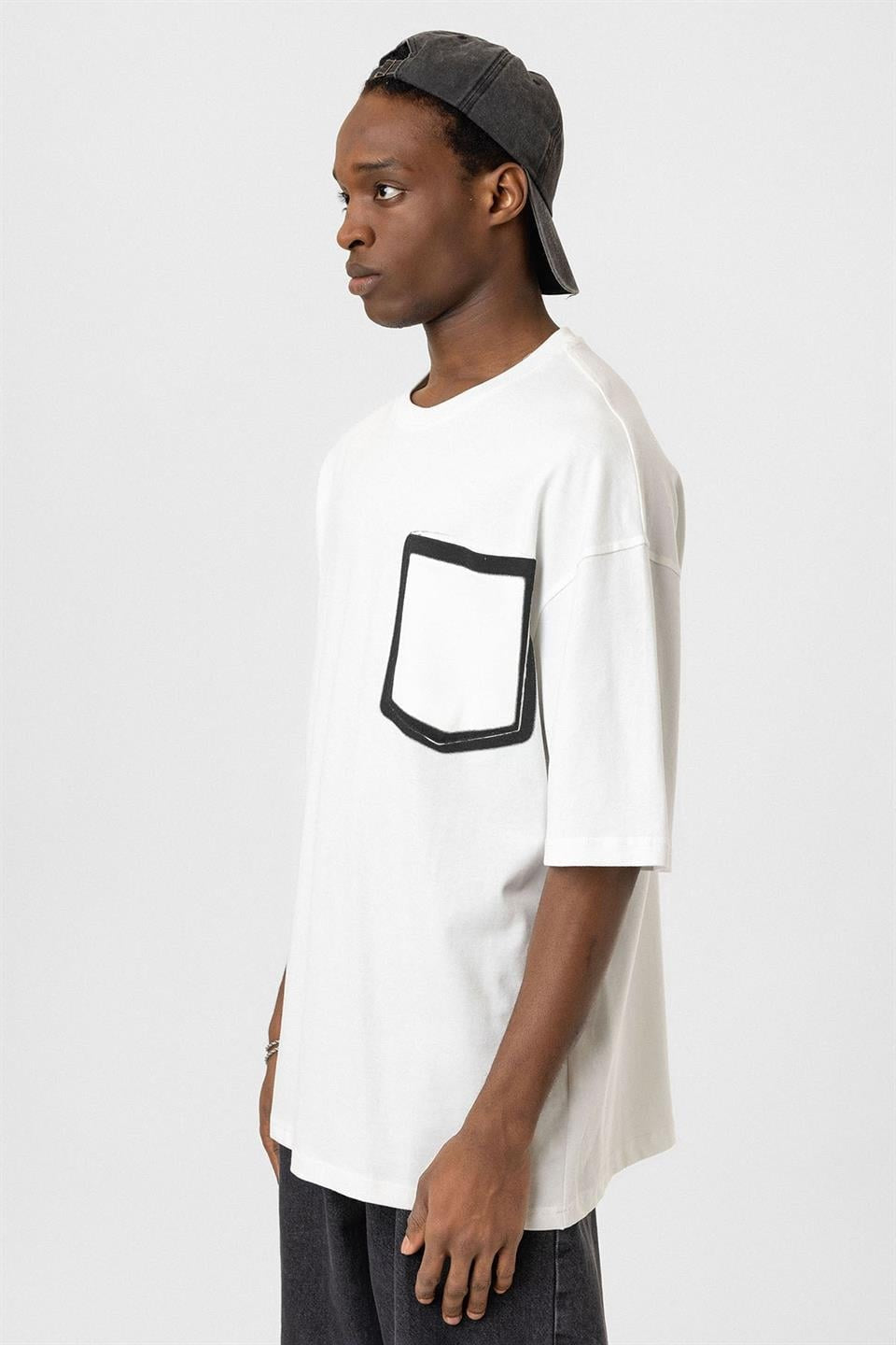 Oversized T-Shirt with Bike-Neck Pocket