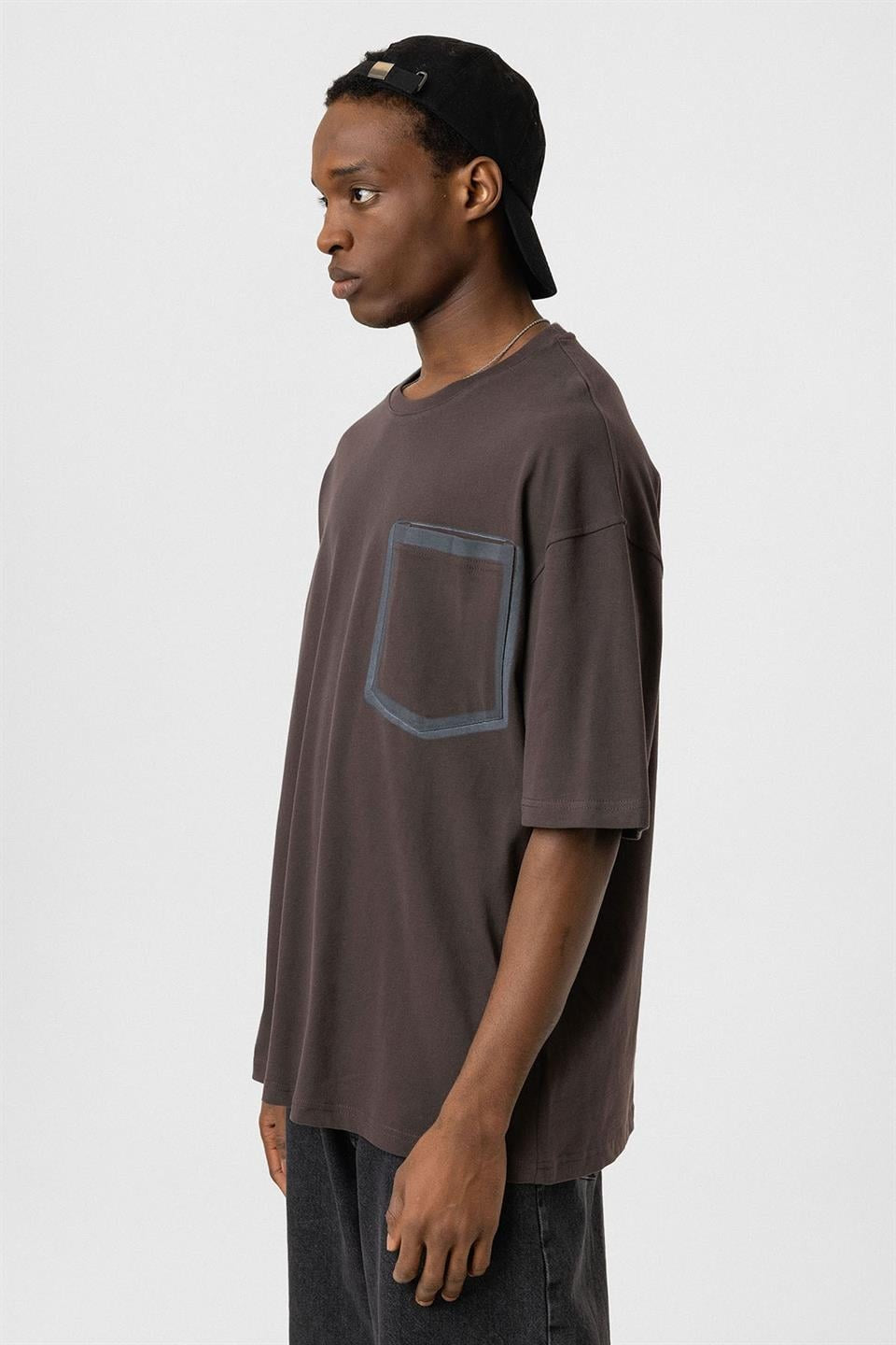 Oversized T-Shirt with Bike-Neck Pocket