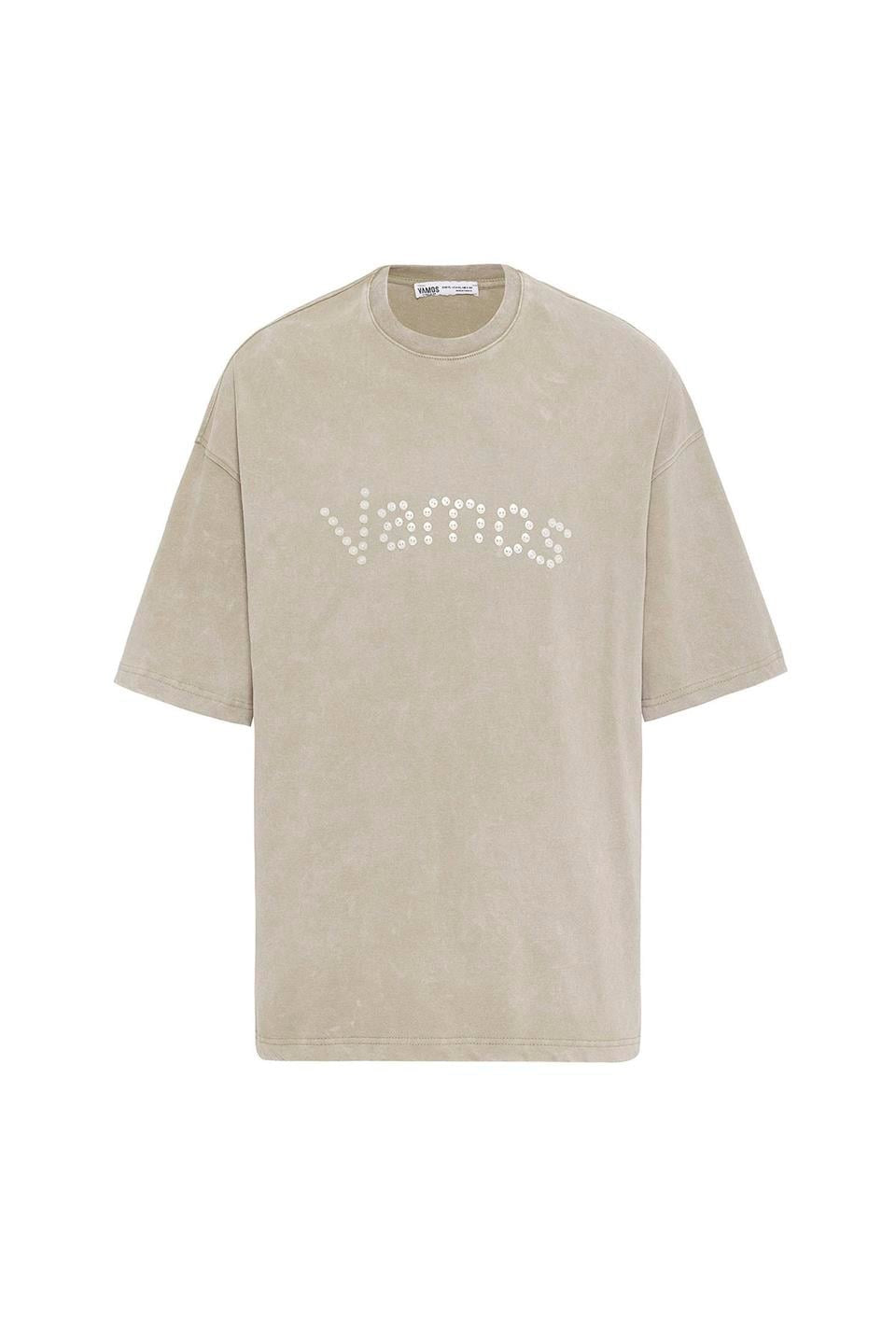 Oversized T-Shirt with Washed Button Details