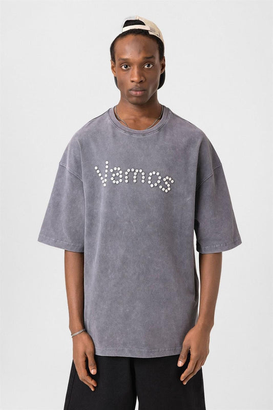 Oversized T-Shirt with Washed Button Details