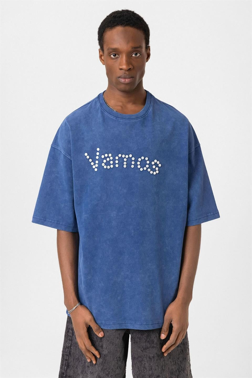 Oversized T-Shirt with Washed Button Details