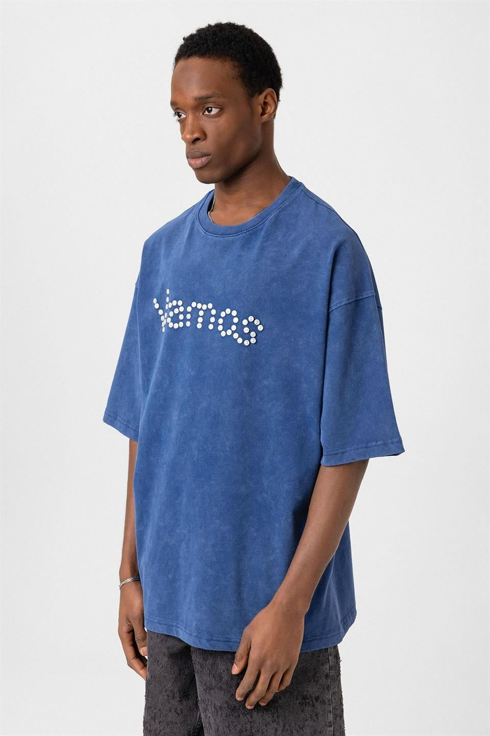 Oversized T-Shirt with Washed Button Details