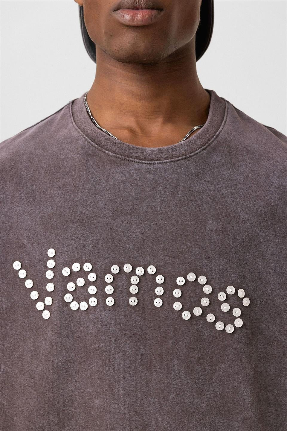 Oversized T-Shirt with Washed Button Details