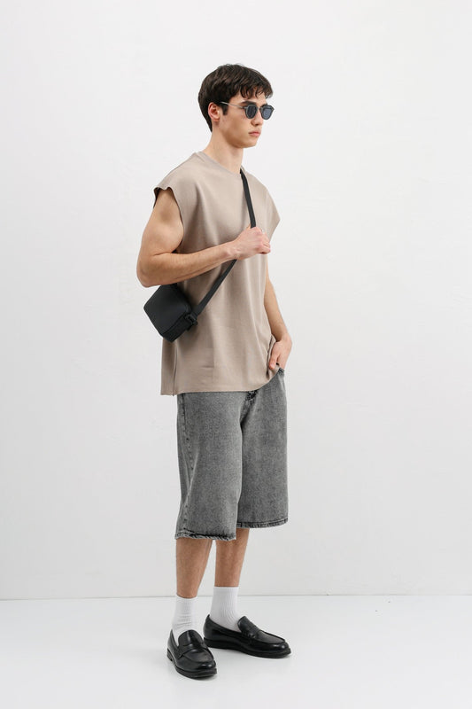 Oversized Sleeveless Basic T-Shirt