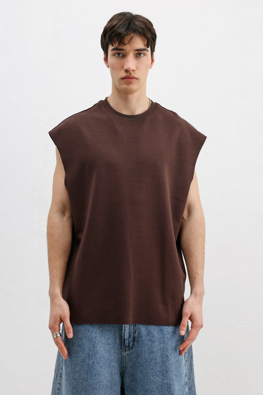 Oversized Sleeveless Basic T-Shirt