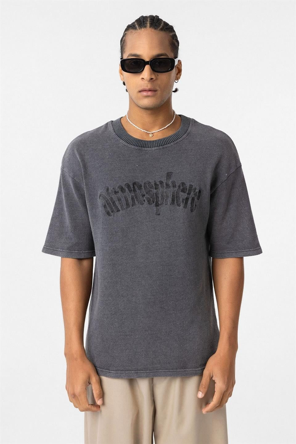 Oversized Printed Knit T-Shirt (Machine Washable)