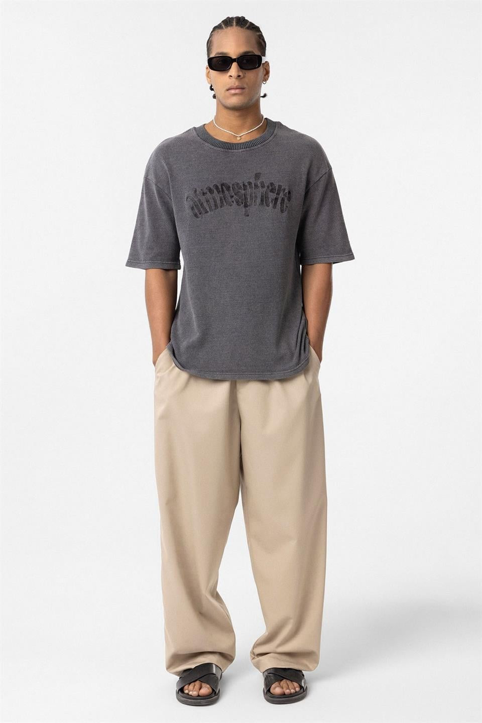 Oversized Printed Knit T-Shirt (Machine Washable)