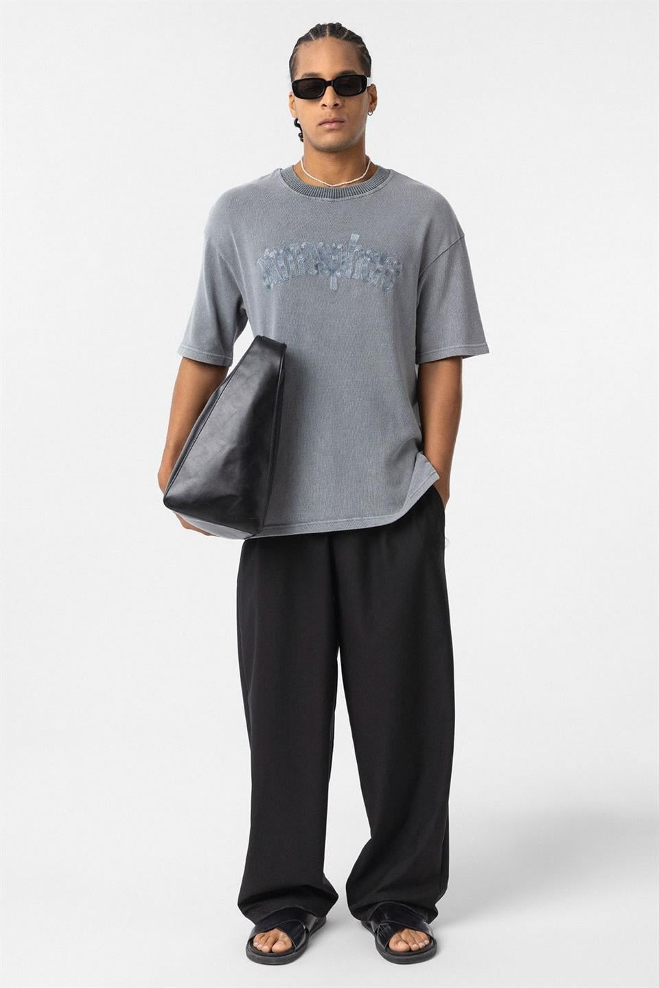 Oversized Printed Knit T-Shirt (Machine Washable)