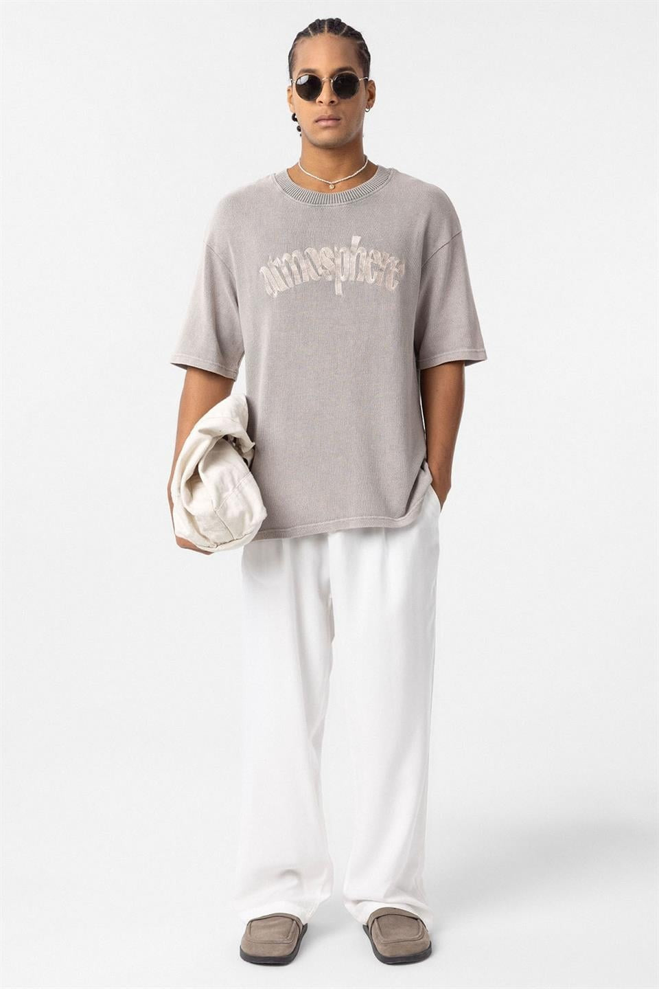 Oversized Printed Knit T-Shirt (Machine Washable)