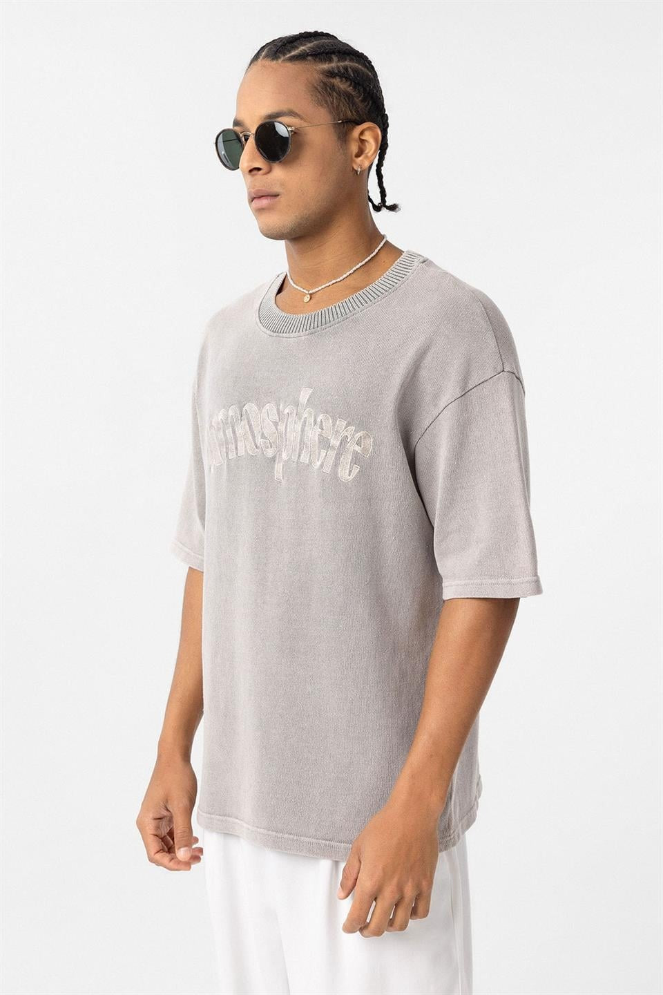 Oversized Printed Knit T-Shirt (Machine Washable)