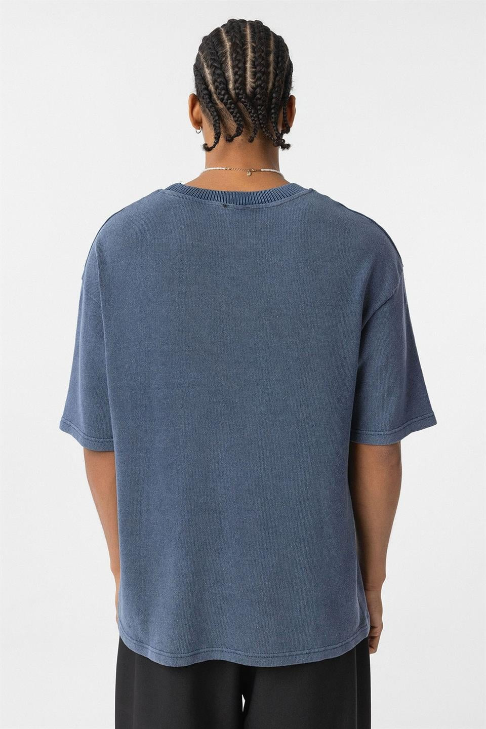 Oversized Printed Knit T-Shirt (Machine Washable)