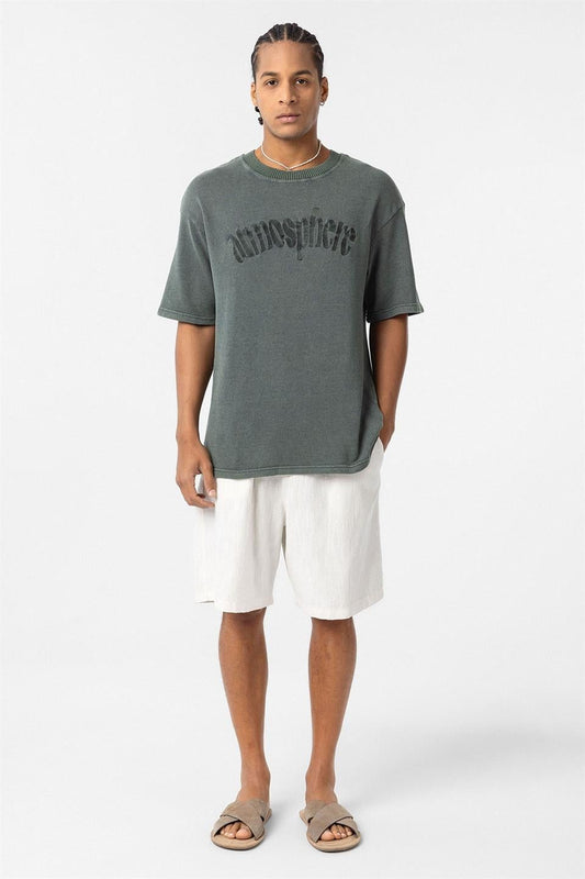 Oversized Printed Knit T-Shirt (Machine Washable)